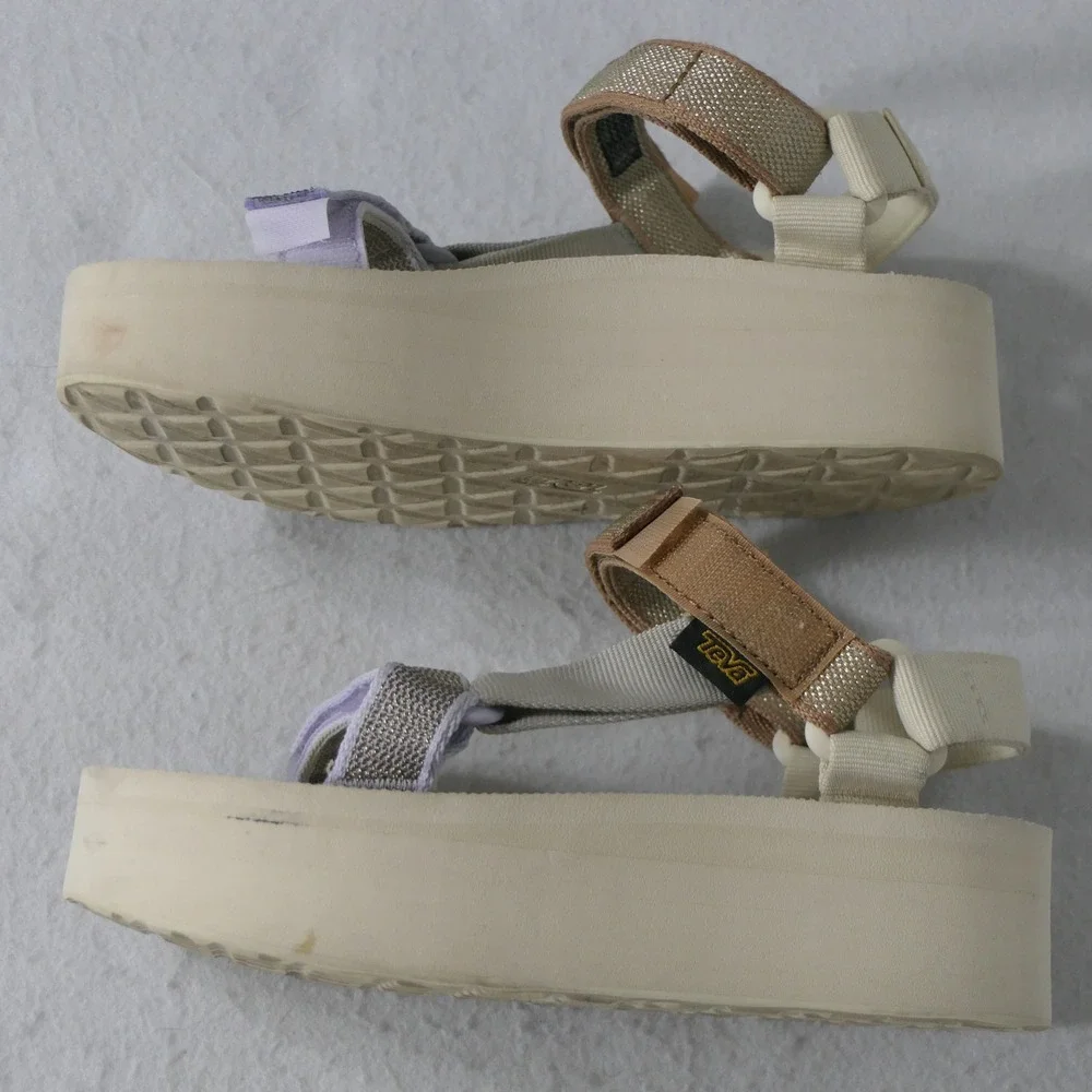 Teva Womens Flatform Sandals 5 Multi Metallic Boho Chunky Travel Universal